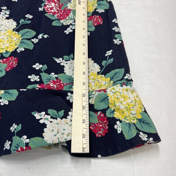 Draper James Womens L Dress Floral Ruffle Midi Blue Stretchy Knit Career Office - Picture 5 of 8